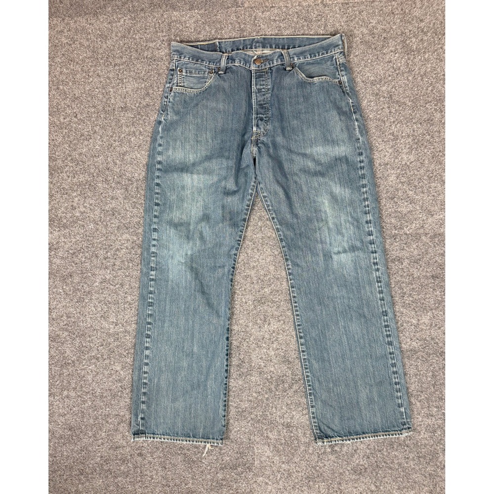 Levis 501 Mens 36x28.5 Original Fit Straight Leg Button Fly Medium Wash Jeans